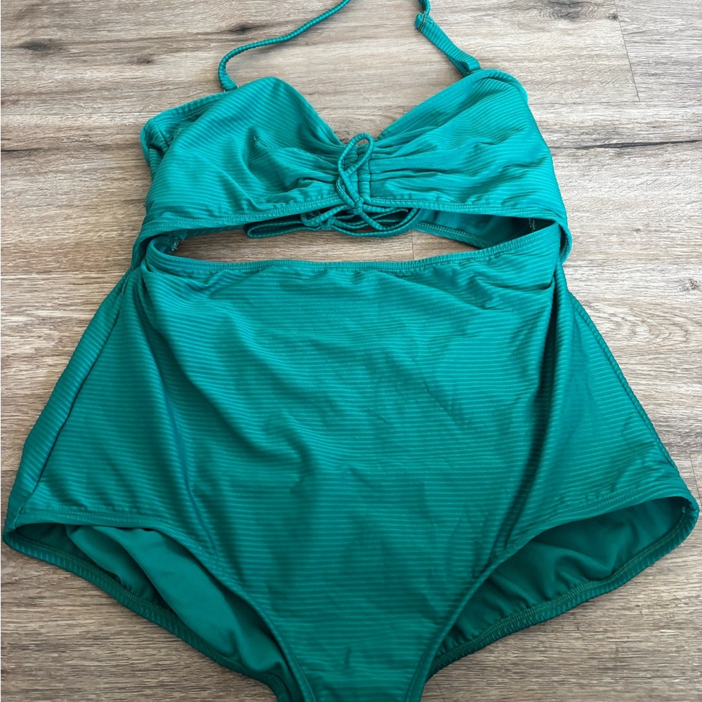 Teal Cutout One-Piece Swimsuit